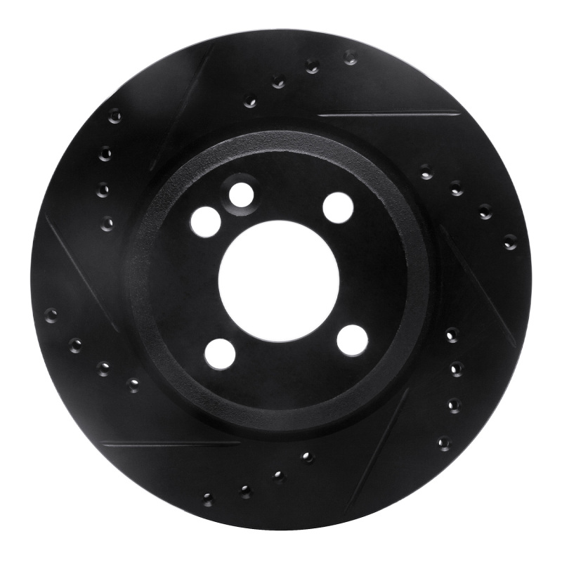 Mini Cooper Brake Rotor (1) - Front Left - R1 Concepts - Drilled & Slotted - Black - `02-`08
